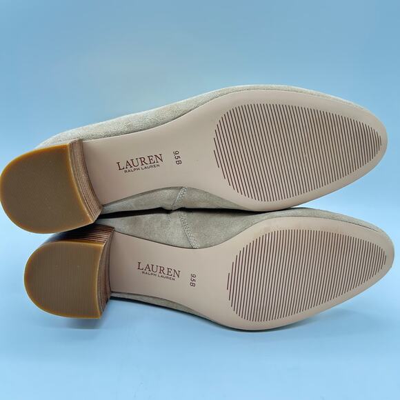 Ralph Lauren Boots Womens 9.5B Tan Wynne Leather‎ Suede Ankle Zip Bootie - Picture 6 of 14